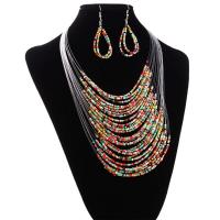 Fishing Line Jewelry Set, earring & necklace, with Seedbead, multilayer & for woman 65mm Approx 19.2 Inch 
