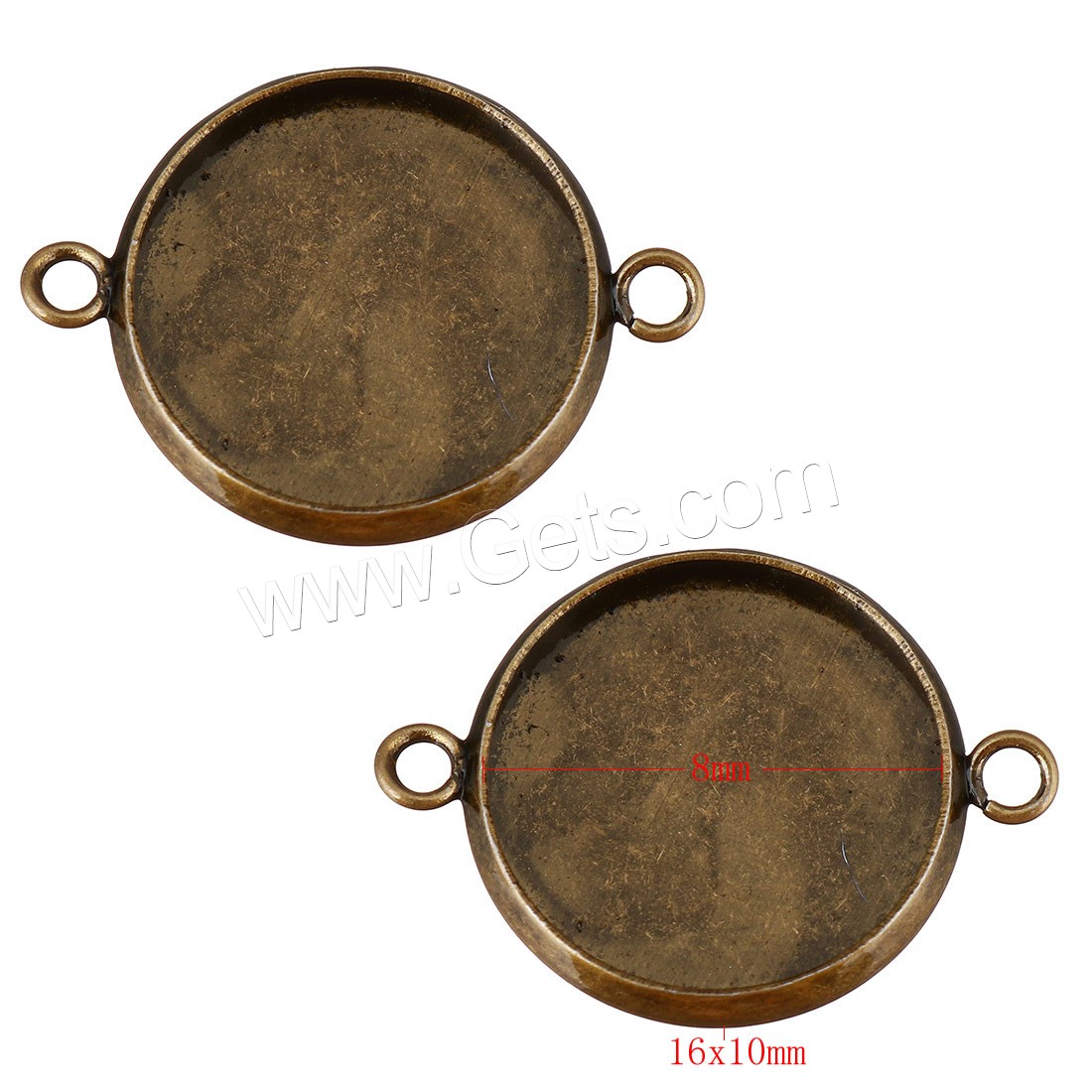 Edelstahl Verbindungsstück, flache Runde, antike Bronzefarbe plattiert, verschiedene Größen vorhanden & 1/1-Schleife, Bohrung:ca. 2mm, verkauft von PC