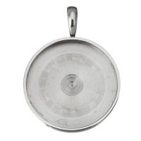 Stainless Steel Pendant Setting, Flat Round, original color Approx Inner Approx 25mm 