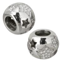 Perles en acier inoxydable réglage, tambour, couleur originale Environ 6.5mm, Diamètre inté Environ 0.5mm, Vendu par PC