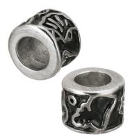 Stainless Steel Large Hole Beads, Column, blacken Approx 5.5mm 