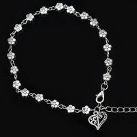 Zinc Alloy Anklet, silver color plated, for woman Approx 10 Inch 