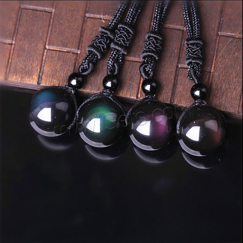Obsidienne collier, avec corde en nylon, Rond, naturel & unisexe & normes différentes pour le choix, 14mm, 16mm, 18mm, 20mm, Longueur:Environ 18 pouce, Vendu par brin