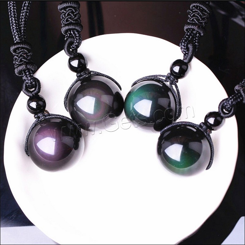 Obsidienne collier, avec corde en nylon, Rond, naturel & unisexe & normes différentes pour le choix, 14mm, 16mm, 18mm, 20mm, Longueur:Environ 18 pouce, Vendu par brin