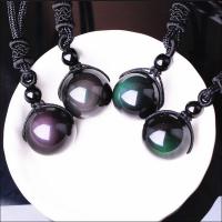 Obsidian Necklace, with Nylon Cord, Round, natural & Unisex 14mm, 16mm, 18mm, 20mm Approx 18 Inch 