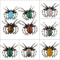 Gemstone Zinc Alloy Pendants, with Zinc Alloy, Spider, antique silver color plated & can be used as brooch or pendant Approx 