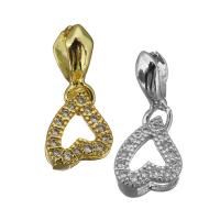 Brass Pinch Bail, Heart, plated, micro pave cubic zirconia Approx 