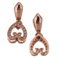 Brass Pinch Bail, Heart, rose gold color plated, micro pave cubic zirconia Approx 