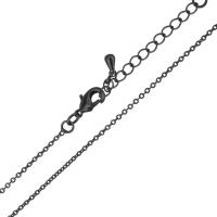 Латунь цепочка для ожерелья, с 2Inch наполнитель цепи, пистолет черный покрытием, Овальный цепь, 1.5mm, длина:Приблизительно 15 дюймовый, продается Strand
