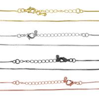metal Cadena para collar, chapado, cadena de caja, más colores para la opción, 1mm, longitud:aproximado 16 Inch, Vendido por Sarta