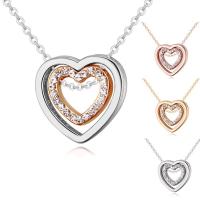 Rhinestone Zinc Alloy Necklace, Heart, plated, oval chain & with rhinestone Approx 15 Inch 