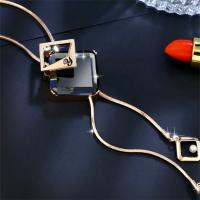 Zinklegierung Pullover Halskette, mit Kristall & Kunststoff Perlen, Quadrat, plattiert, Schlangekette, keine, 36x40mm, Länge:ca. 35 ZollInch, verkauft von Strang
