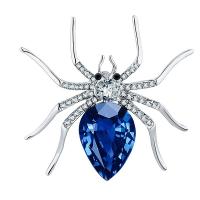 Zinc Alloy Brooch, with Crystal, Spider, silver color plated, with rhinestone 