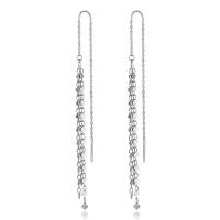 Sterling Silver Thread Through Earrings, 925 Sterling Silver, for woman, 72mm, 150mm 