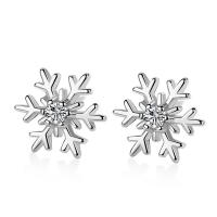 Sterling Silver Stud Earring, argent sterling 925, flocon de neige, pour femme & avec zircone cubique Vendu par paire