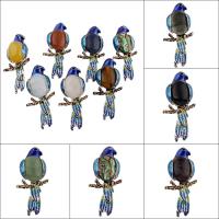 Gemstone Zinc Alloy Pendants, with Zinc Alloy, Bird, platinum color plated & can be used as brooch or pendant & enamel Approx 