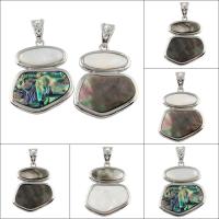 Abalone Shell Paper Pendant, with Black Shell & White Shell & Zinc Alloy, platinum color plated Approx 