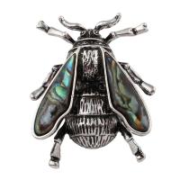 Abalone Shell Paper Pendant, with Zinc Alloy, Cicada, antique silver color plated, can be used as brooch or pendant Approx 