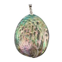 Abalone Shell Paper Pendant, with Brass, platinum color plated Approx 