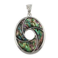 Abalone Shell Paper Pendant, with Zinc Alloy, Flat Oval, platinum color plated Approx 
