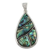 Abalone Shell Paper Pendant, with Zinc Alloy, Teardrop, platinum color plated Approx 
