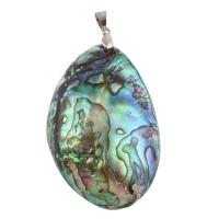 Abalone Shell Paper Pendant, with White Shell & Brass, platinum color plated Approx 