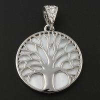 Abalone Shell Paper Pendant, with Zinc Alloy, Tree, silver color plated Approx 