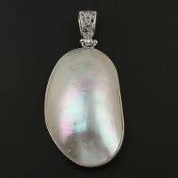 Abalone Shell Paper Pendant, with Zinc Alloy, silver color plated Approx 