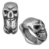 Stainless Steel Large Hole Beads, Skull, blacken Approx 6mm 