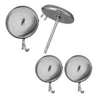 Stainless Steel Earring Stud Component, with loop original color 
