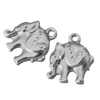 Colgantes de acero inoxidable de animales, Elefante, color original, 11.5x13.5x3mm, agujero:aproximado 1.5mm, Vendido por UD