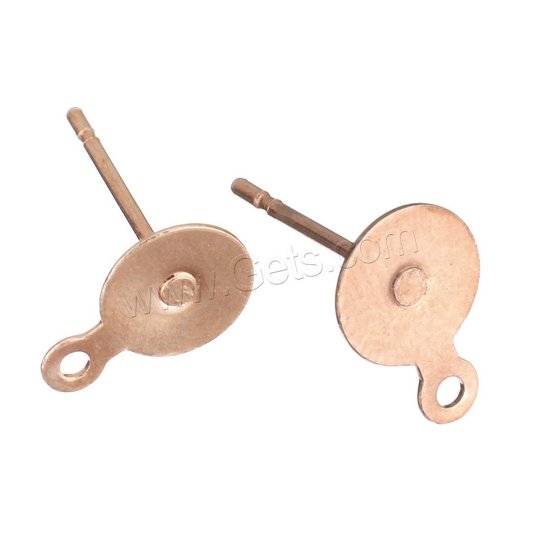Zinc Alloy Ear Stud Component, rose gold color plated, with loop & different size for choice, 6*8*11mm, Sold By PC
