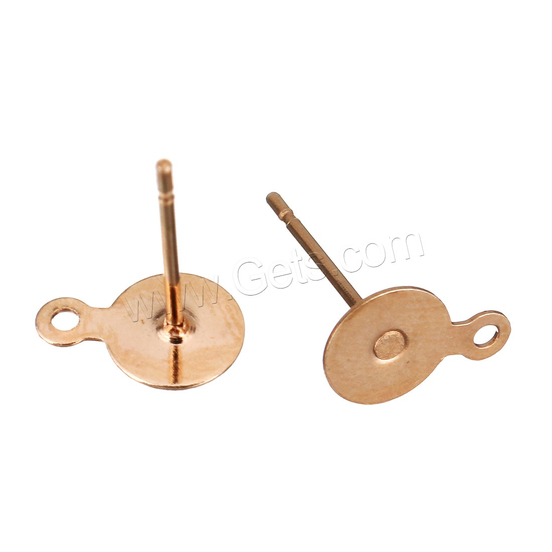 Zinc Alloy Ear Stud Component, rose gold color plated, with loop & different size for choice, 6*8*11mm, Sold By PC