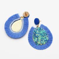 Zinc Alloy Drop Earring, with Cotton Cord & Plastic, Teardrop, gold color plated, for woman 