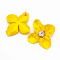 Zinc Alloy Drop Earring, Flower, plated, for woman & with rhinestone 