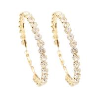 Zinc Alloy Hoop Earring, plated & for woman & with rhinestone, 50mm, 70mm 