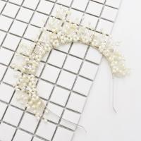 Hair Bands, Zinc Alloy, with Plastic Pearl, silver color plated, with rhinestone 