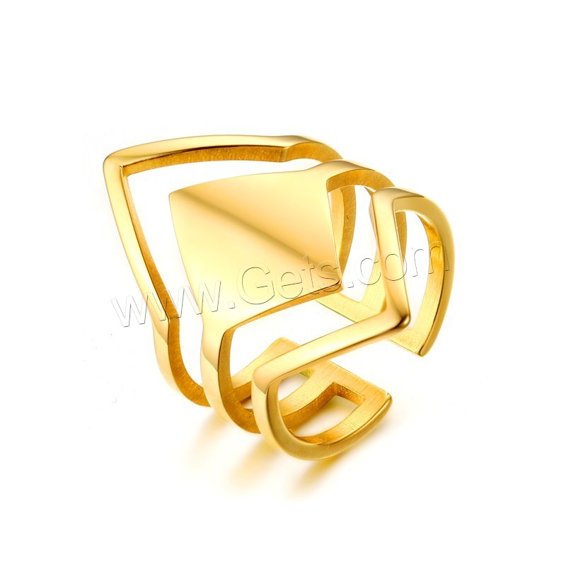 Stainless Steel Finger Ring, gold color plated, adjustable & different size for choice & for woman, 27.4mm, Sold By PC