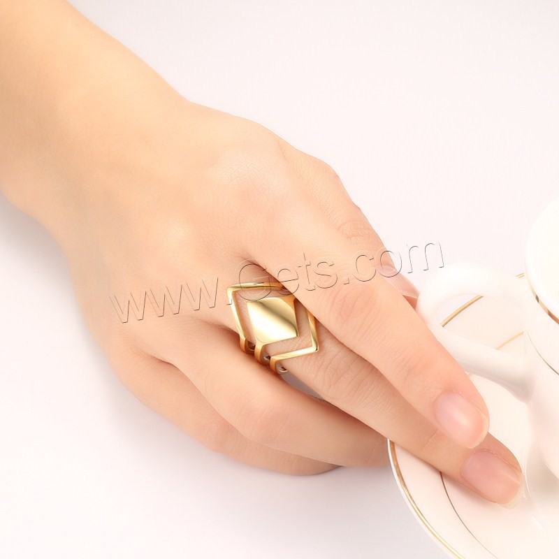 Stainless Steel Finger Ring, gold color plated, adjustable & different size for choice & for woman, 27.4mm, Sold By PC