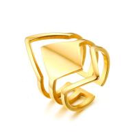 Stainless Steel Finger Ring, gold color plated, adjustable & for woman, 27.4mm 