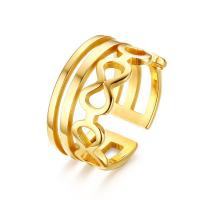 Stainless Steel Finger Ring, gold color plated, adjustable & for woman & hollow, 11mm 