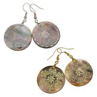 Abalone Shell Earring, Brass, with Abalone Shell, Flat Round, plated, for woman 52mm, 30mm 