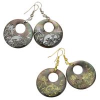 Abalone Shell Earring, Brass, with Abalone Shell, Flat Round, plated, for woman 55mm, 32mm 