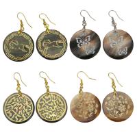 Abalone Shell Earring, Brass, with Black Shell & Abalone Shell, Flat Round, plated & for woman, 51mm, 30mm 