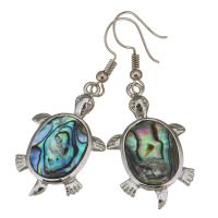 Abalone Shell Earring, Brass, with Abalone Shell, Turtle, silver color plated, for woman, 51mm 