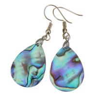 Abalone Shell Earring, Brass, with Abalone Shell, Teardrop, silver color plated, for woman, 49mm 