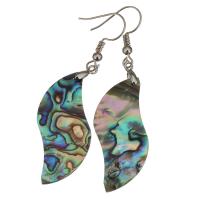 Abalone Shell Earring, Brass, with Abalone Shell, silver color plated, for woman, 62mm 