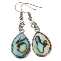 Abalone Shell Earring, Brass, with Abalone Shell, Teardrop, silver color plated, for woman, 47mm 