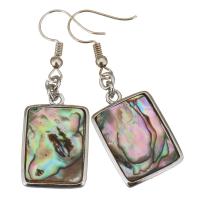 Abalone Shell Earring, Brass, with Abalone Shell, Rectangle, silver color plated, for woman, 47mm 