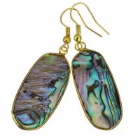 Abalone Shell Earring, Brass, with Abalone Shell, Rectangle, gold color plated, for woman, 53mm 